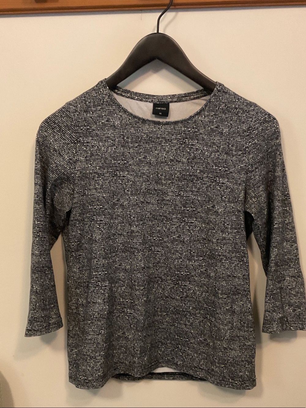 Nanso Black and Gray Marled Crewneck Top